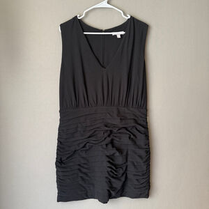 Chelsea 28‎ sz XL black cotton sheath pleated dress NWT